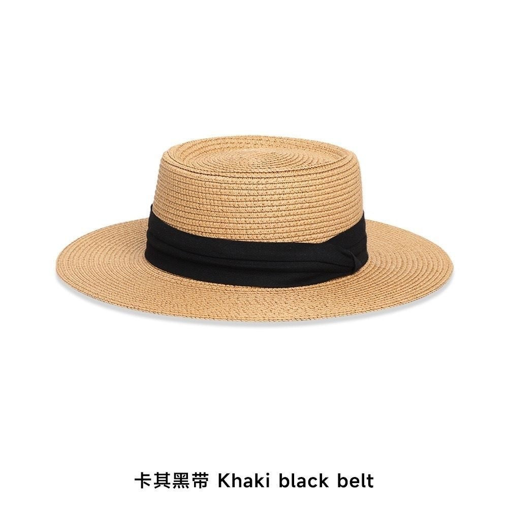Old Money Vintage Hollow Woven Boater Straw Hat