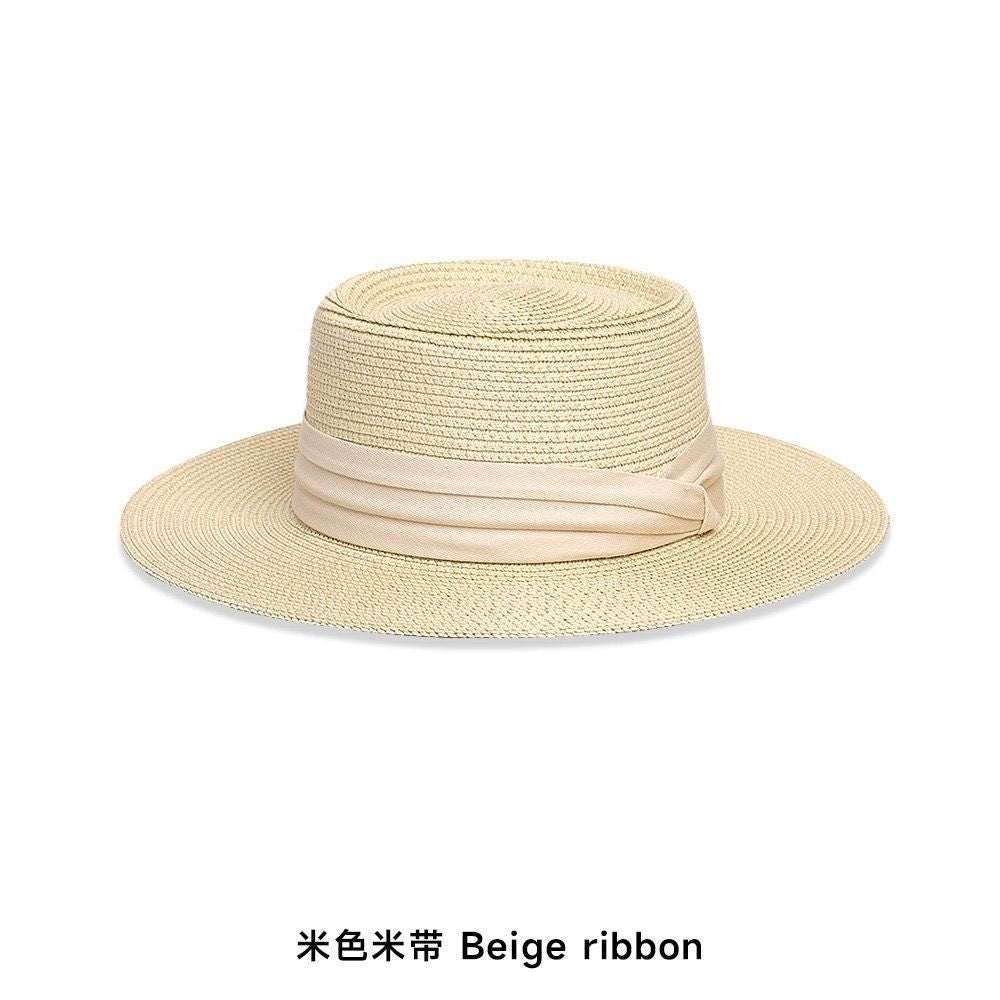 Old Money Vintage Hollow Woven Boater Straw Hat