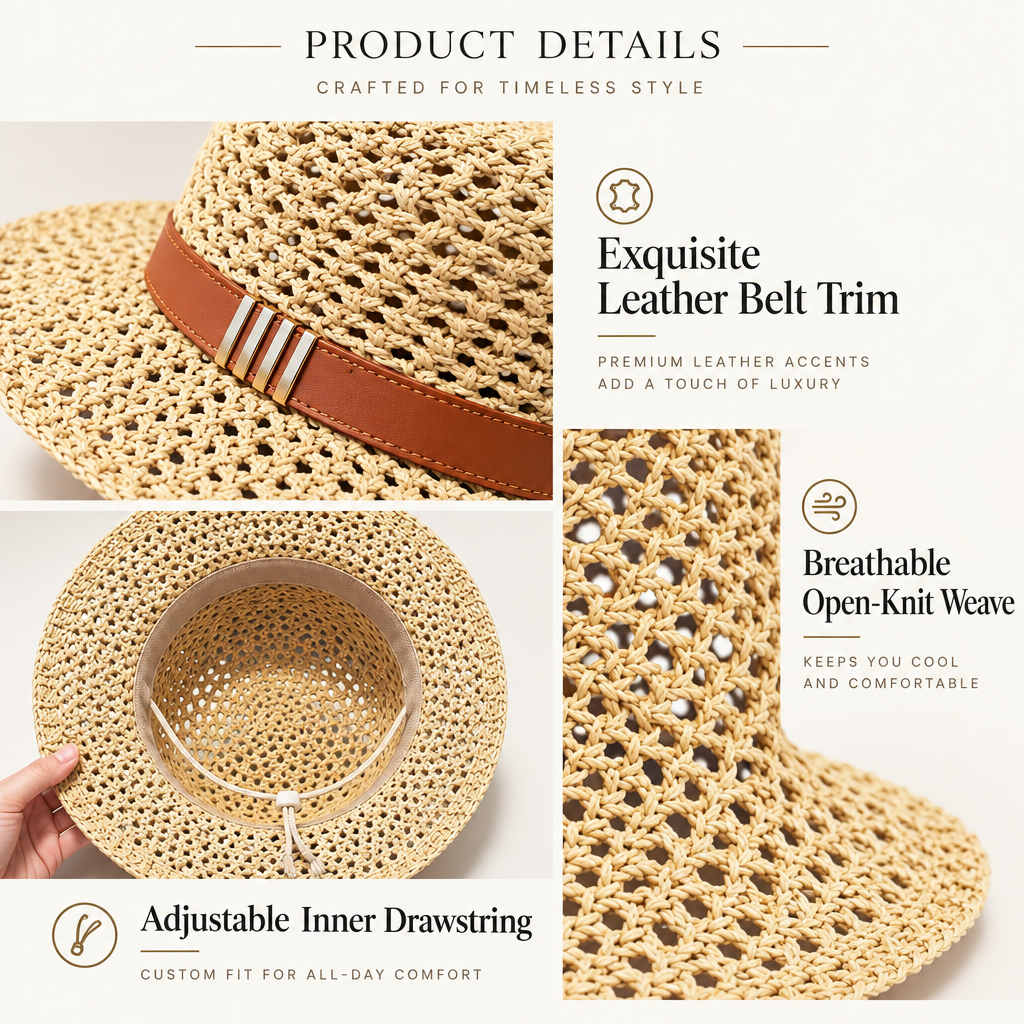 Product craftsmanship details infographic in English